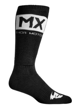 THOR SOCK MX SOLID BK/WH