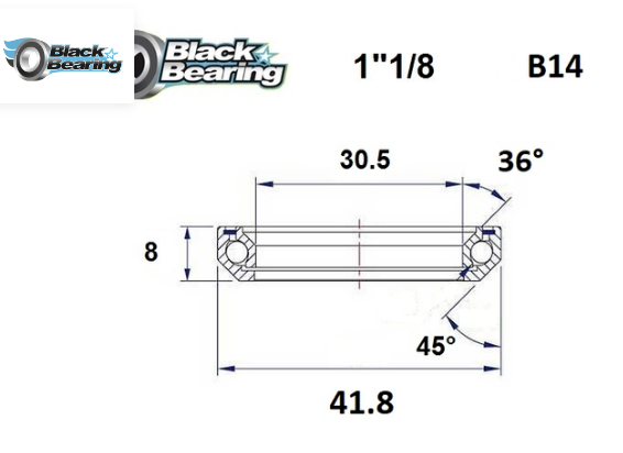 BLACK BEARING HB 30.5X41.8X8MM 36°/45°